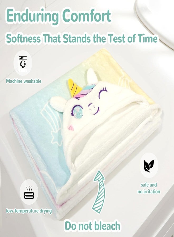 HECCEI HoodieHug Baby Towels, Premium Coral Fleece Bath Towel with Large Size-Ultra Absorbent for Baby Comfort- Great Gift for Newborn, Toddler and Kid (Unicorn) - Image 3